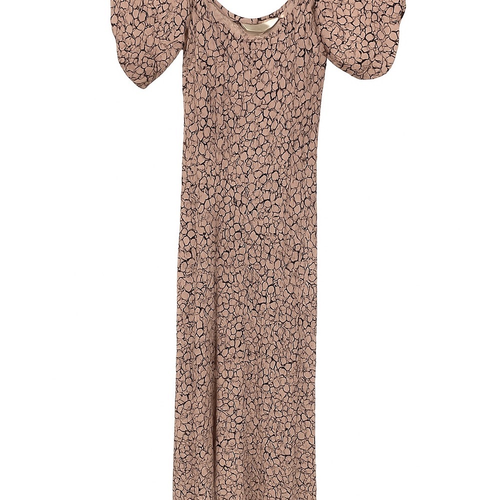 Boden Tan Maxi Dress with Black Pattern